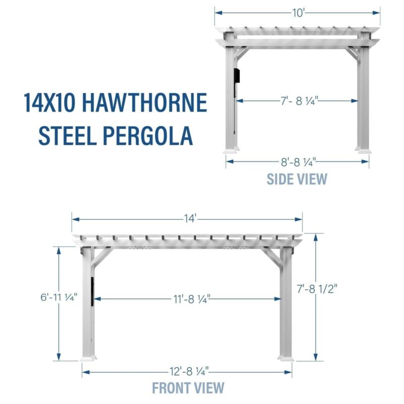 14×10 Hawthorne Traditional Steel Pergola With Sail Shade Soft Canopy - Image 11