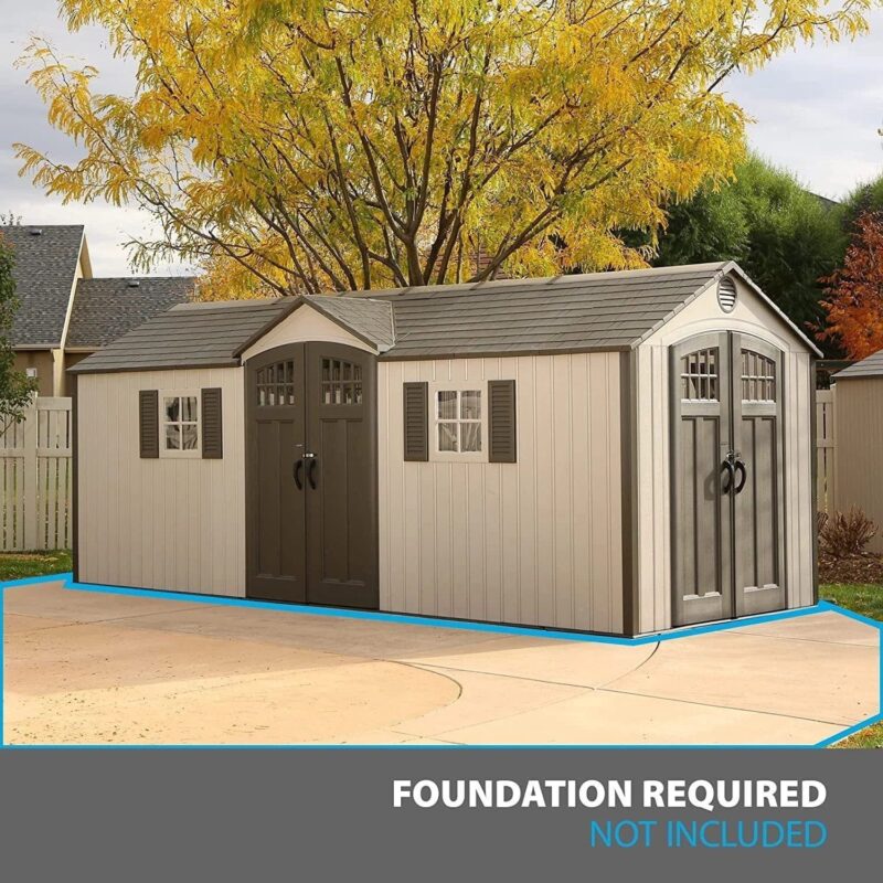 Lifetime 60127 20 x 8 Ft. Outdoor Storage Shed, Desert Sand