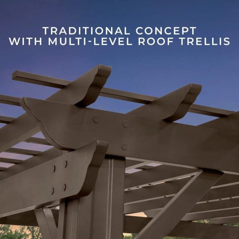 16×12 ashford traditional steel pergola with sail shade soft canopy - Image 3