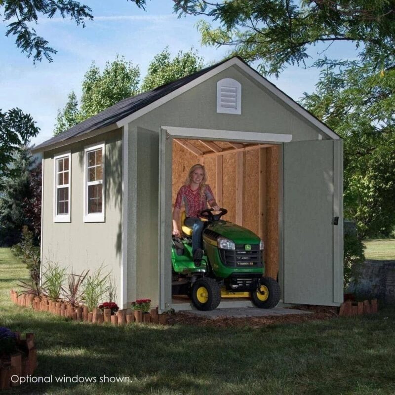 Installed Meridian 8 ft. x 10 ft. Wood Storage Shed with Autumn Brown Shingles - Image 7